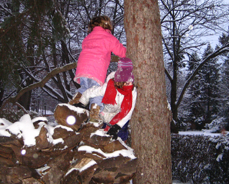 Snowball warriors taking cover during battle